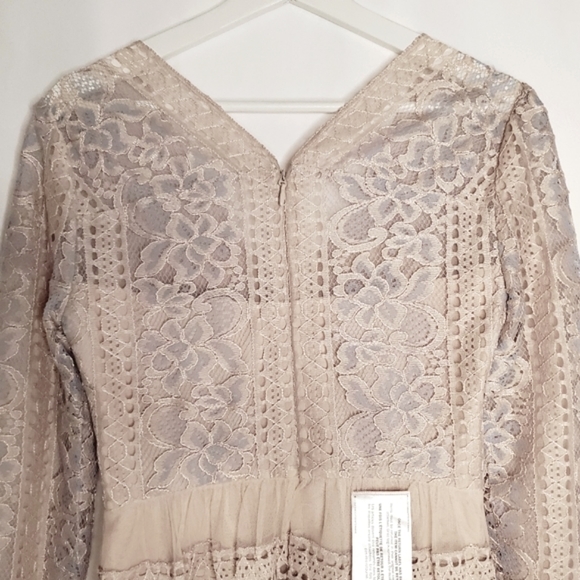 BCBGMaxAzria Pia Long Sleeve Lace Dress - Pink - Picture 6 of 16